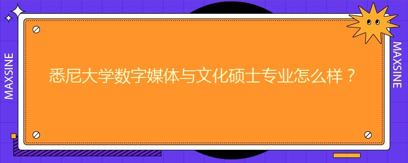 悉尼大學數字媒體與文化碩士專業怎么樣？